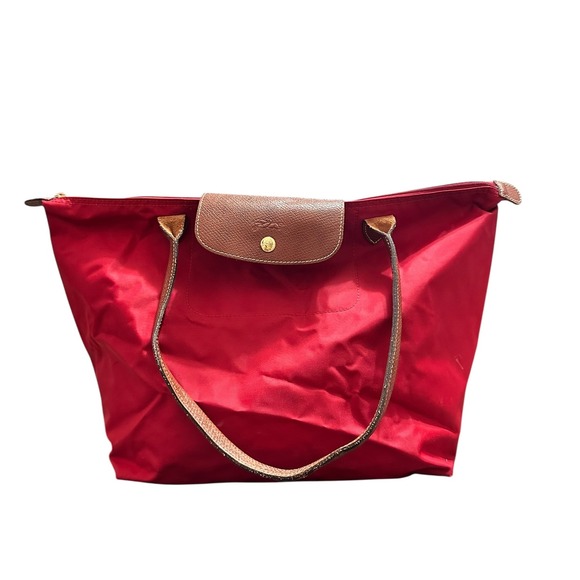 Longchamp Le Pliage Large Tote Bag Red Nylon Shoulder Bag - Picture 1 of 9
